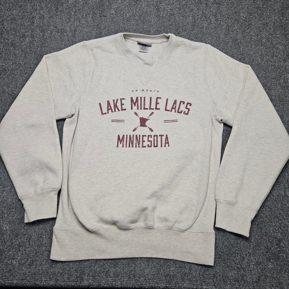 Lake Mille Lacs Minnesota Crewneck Sweatshirt L Heather Gray Cabincore Midwest